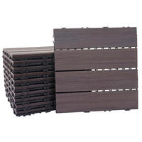 WPC BODENFLIESE 11x 30x30cm linear Grau-Braun - Braun, Kunststoff (30/30/2.5cm) - BERLINLODGE