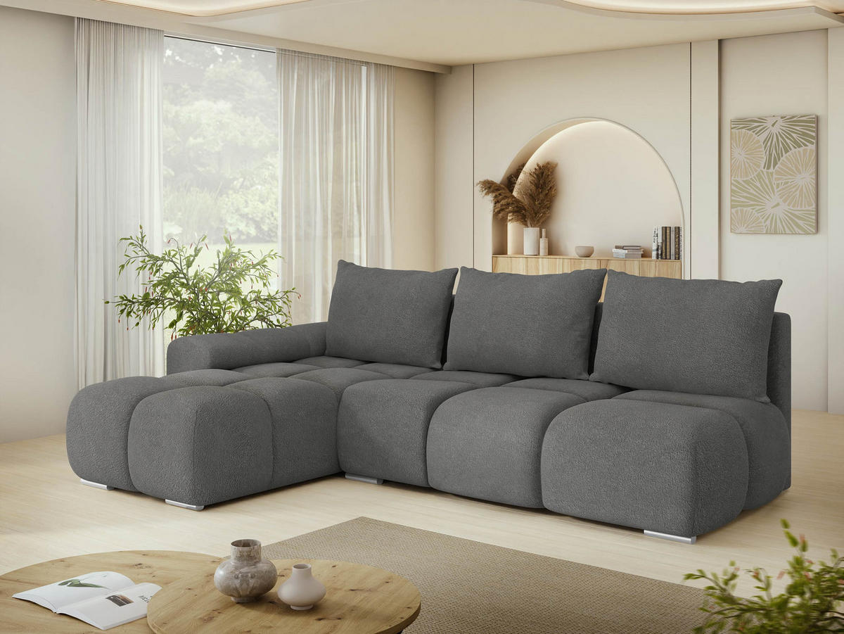 ECKSOFA Bestii, Seite: Links - Greige/Schwarz, Holz/Kunststoff (270/183cm) - MIRJAN24