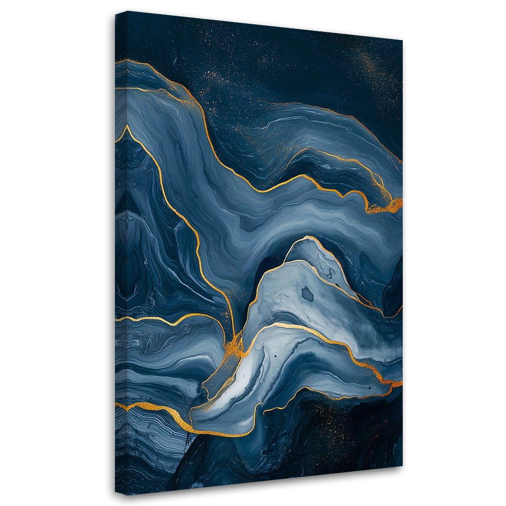 LEINWANDBILD Abstraktion Meer Stein Glamour 80x120cm - Blau, Textil (80/120cm) - Feeby