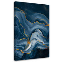 LEINWANDBILD Abstraktion Meer Stein Glamour 80x120cm - Blau, Textil (80/120cm) - Feeby