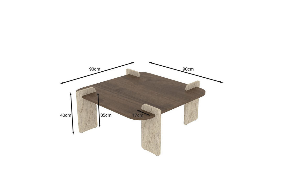 COUCHTISCH afrolli Braun - Braun, Holz (90/90/35cm) - Habitat Garten