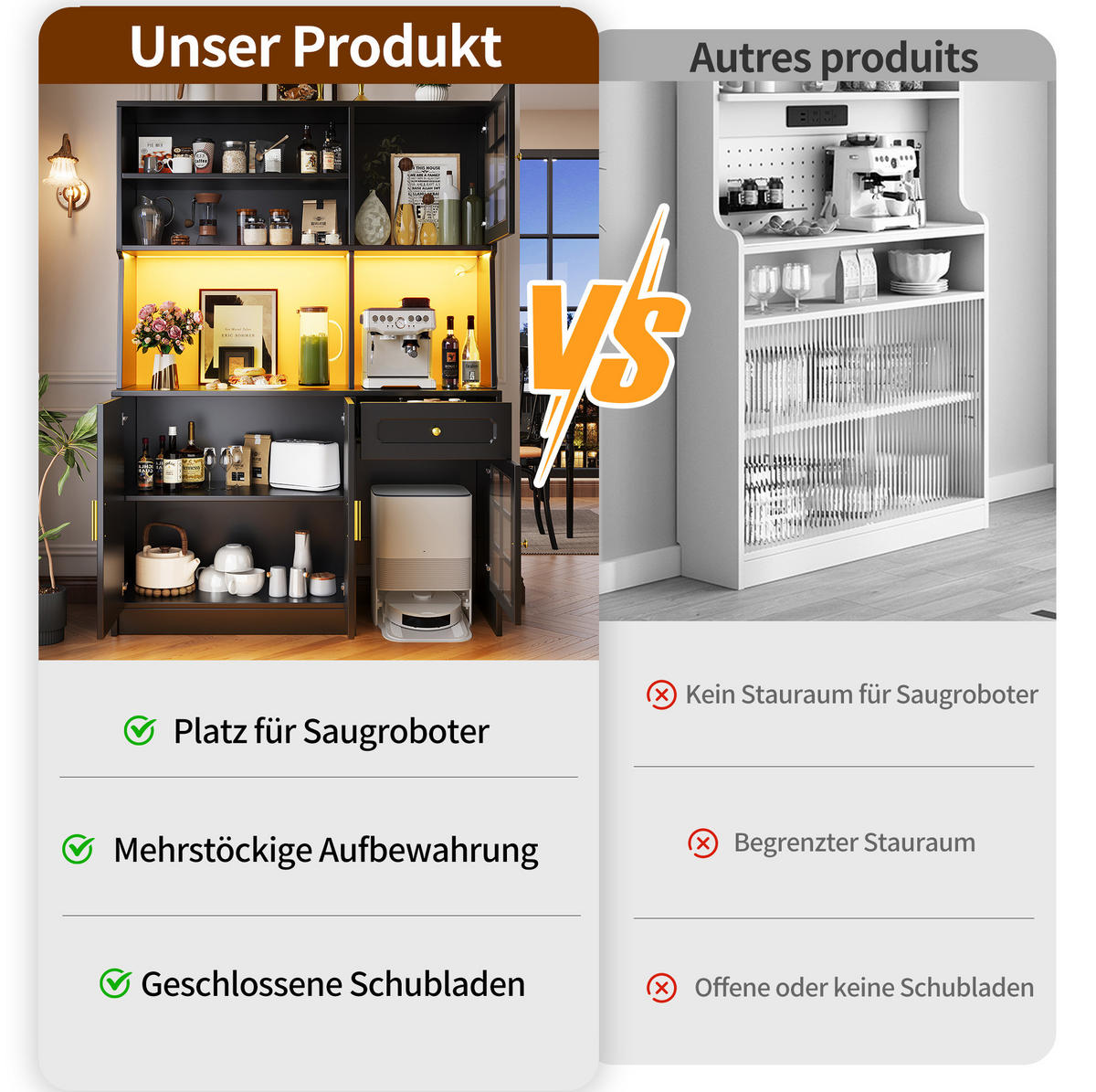 KUHINJSKI ormar 130/45/180 cm crni od MDF-a s LED rasvjetom i staklenim vratima - crna, drvni materijal (130/180/45cm) - OKWISH