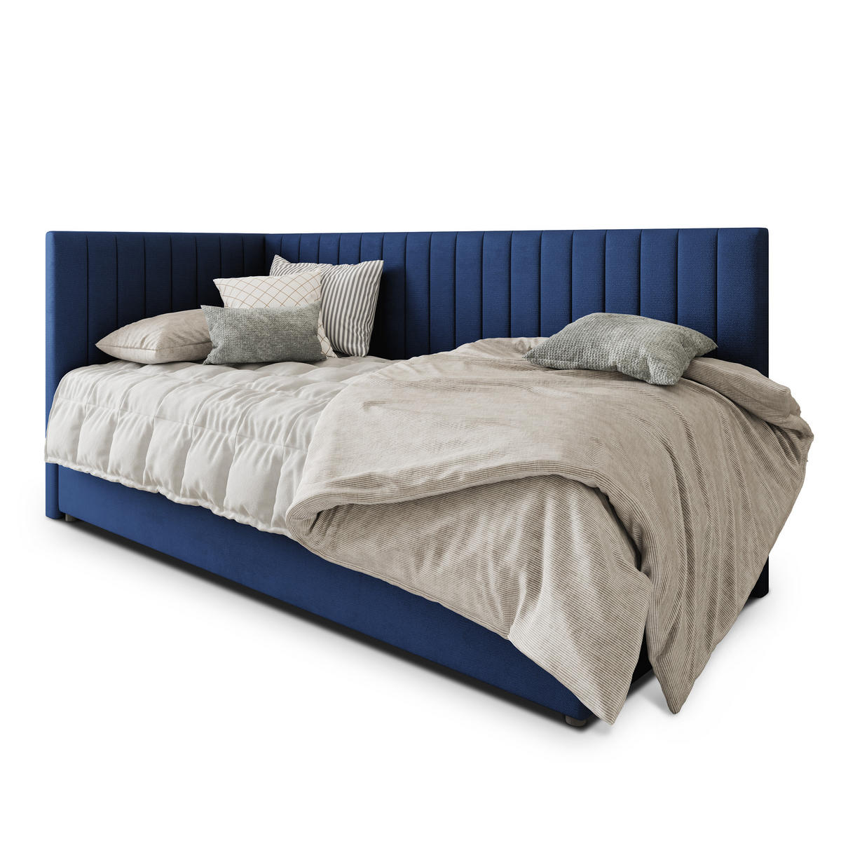 POSTEL BOXSPRING ARIS 90x200 cm, s matrací a úložným prostorem, modrá - modrá, kompozitní dřevo/textil (90/200cm) - MASSENO