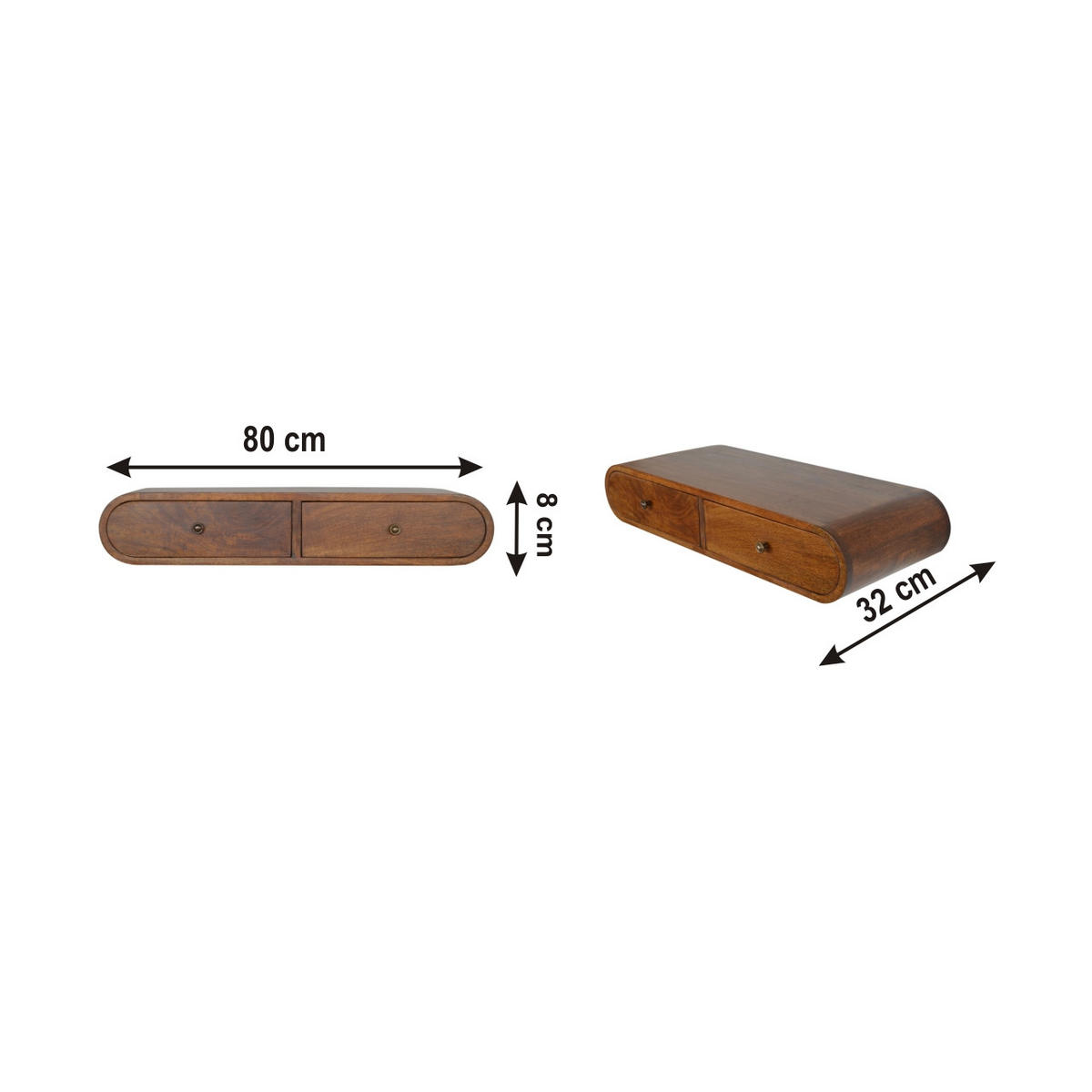 WANDKONSOLE mit Kastanienholz-Finish - Messingfarben/Braun, Holz/Metall (80/15/32cm) - Artisan Furniture