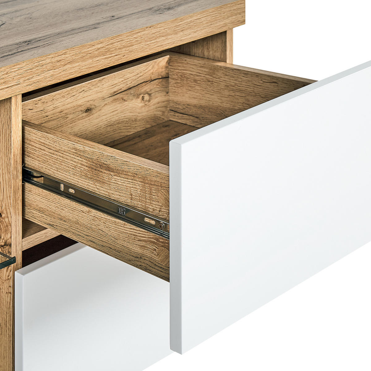 TV-MÖBEL Hellbraun, Weiß FARADA 40/160/52 cm - Hellbraun, Holzwerkstoff (160/52/40cm) - Beliani