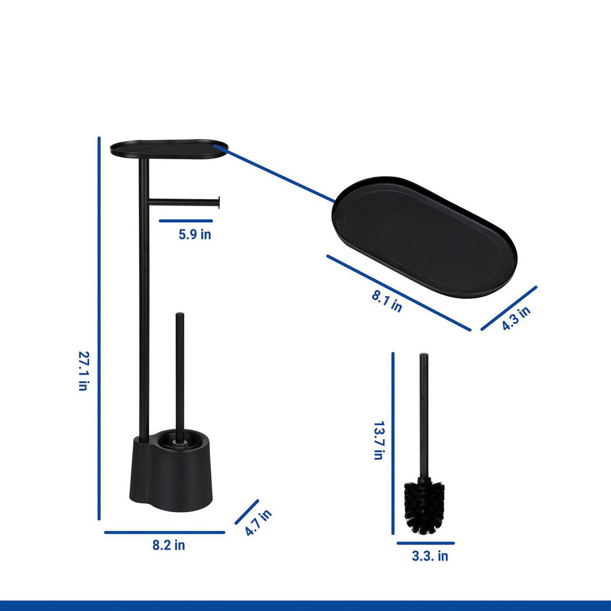 STAND-WC-GARNITUR 3-in-1 mit Ablage Albella 12/21/69 cm - Schwarz, Metall (21/69/12cm) - Wenko