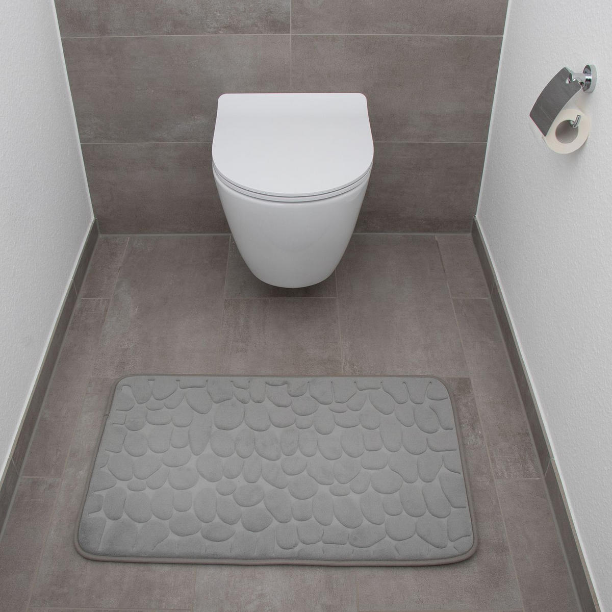 BADEMATTE rutschfest mit Memory-Schaum (Grau) - Grau, Textil (50/80cm) - Intirilife