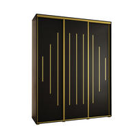 SCHWEBETÜRENSCHRANK 235,2/190/60 3-türig - Goldfarben/Schwarz, Holz/Metall (190/235/60cm) - Abiks Möbel