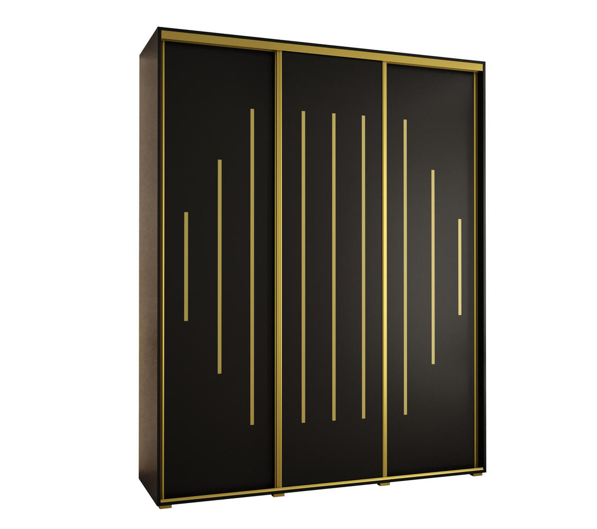 SCHWEBETÜRENSCHRANK 235,2/190/60 3-türig - Goldfarben/Schwarz, Holz/Metall (190/235/60cm) - Abiks Möbel
