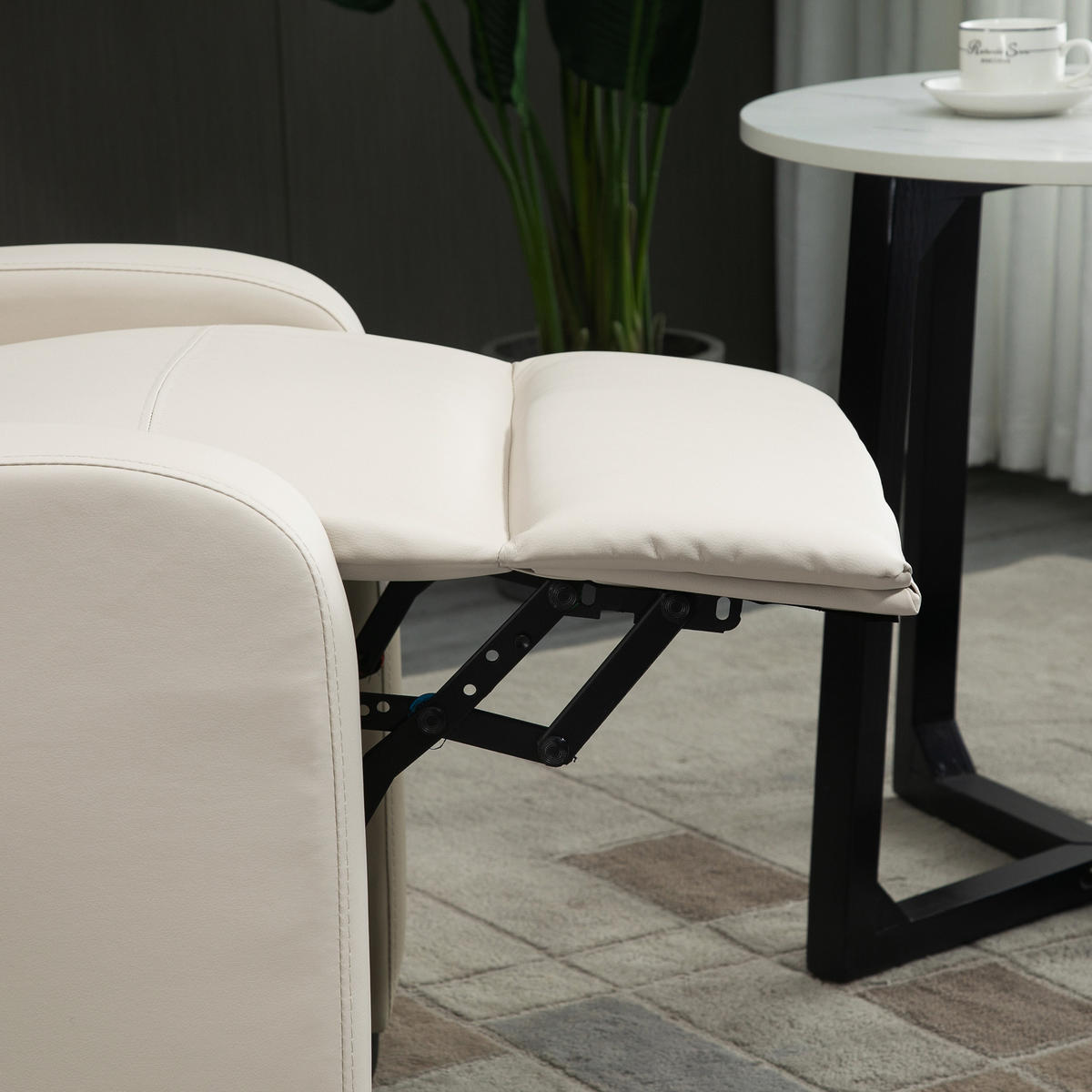 MASSAGESESSEL DE-15357 8 Massagemodi mit elektrischer Neigung Creme - Creme, Leder (88/98/68cm) - ComfortXL