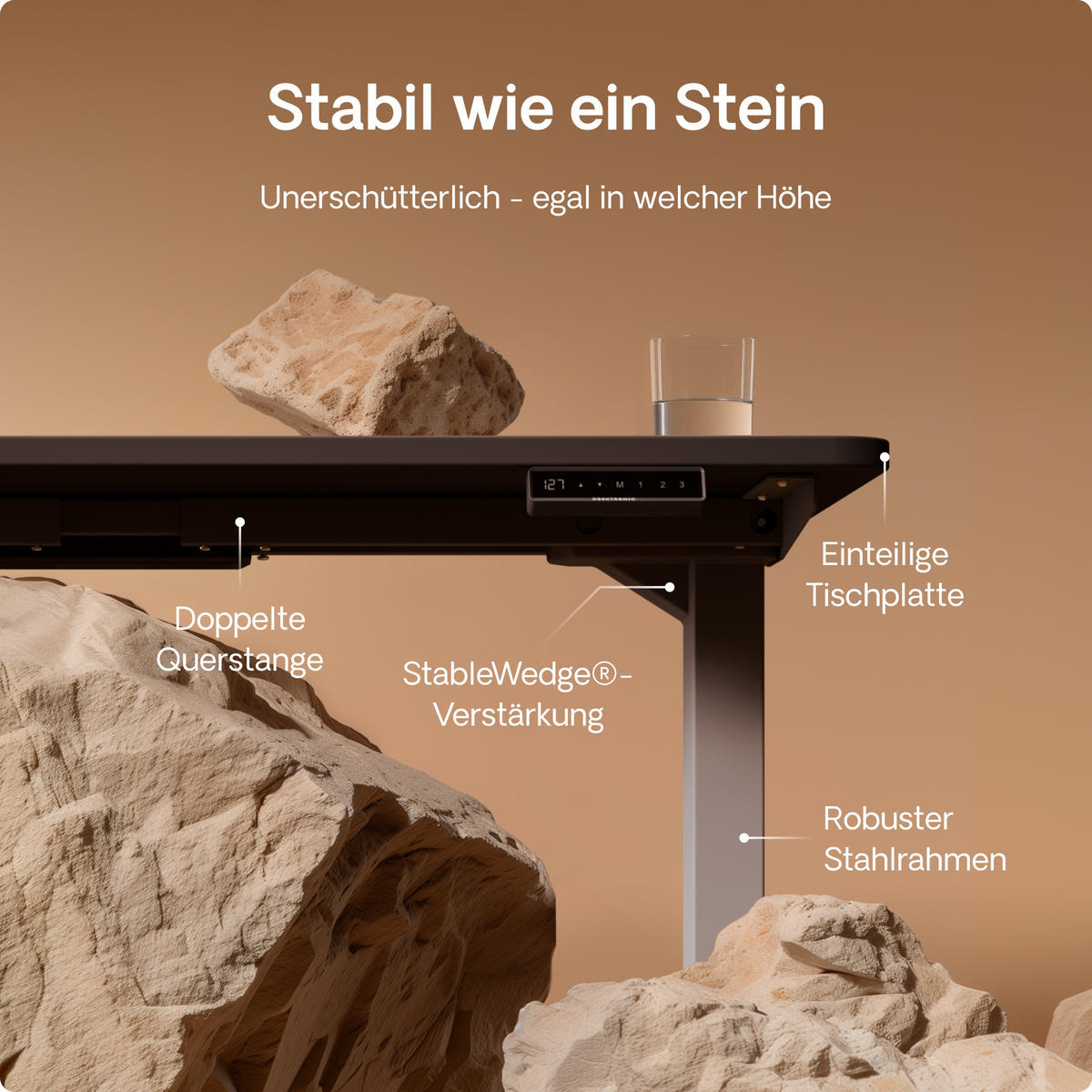 SCHREIBTISCH Elektrisch Höhenverstellbarer HomePro 200x80cm Grau/Schwarz mit Memory-Funktion, Anti-Kollisions Technologie - Schwarz/Grau, Holzwerkstoff (80/200/62cm) - Desktronic