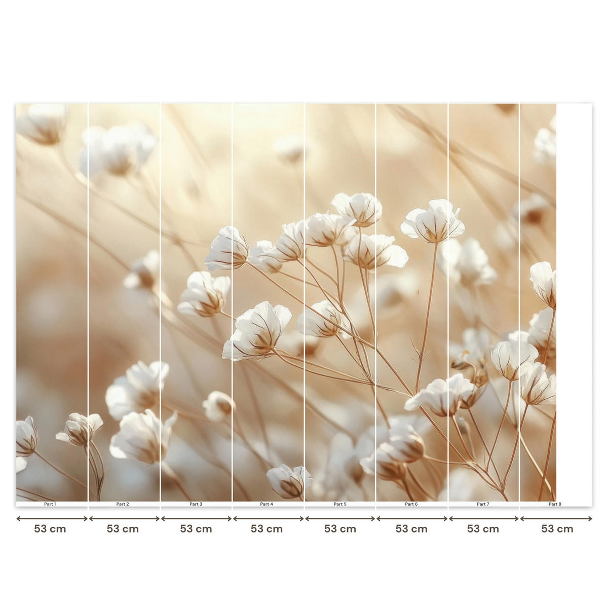 TAPETE - Wild - Blumen - Weiß - 400x300 cm - Creme, Papier (400/300cm) - OnlyWow