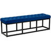 SITZBANK 150/37 cm Samt Blau - Blau/Schwarz, Textil/Metall (150/42/37cm) - CLP