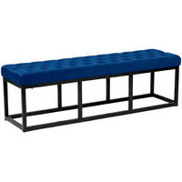 SITZBANK 150/37 cm Samt Blau - Blau/Schwarz, Textil/Metall (150/42/37cm) - CLP