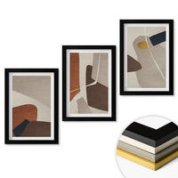 WANDBILDER 3er-Set - 20x30 cm Schwarzer Rahmen - Abstrakte Boho-Malerei - Schwarz, Kunststoff (20/30cm) - ArtPrintCave