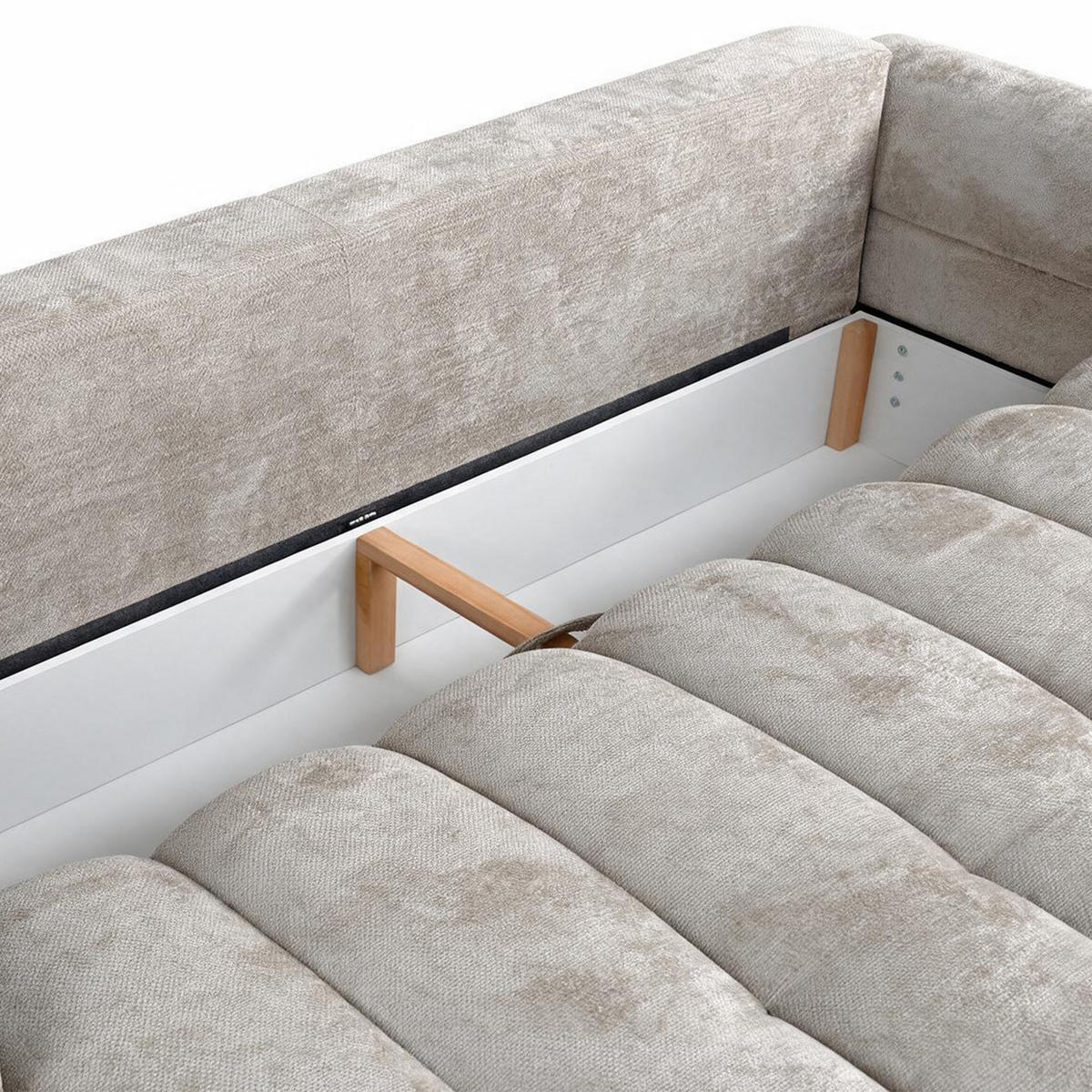 ROZKLÁDACÍ POHOVKA Mavi, 3místná s funkcí spaní, ložná plocha 195x145 cm, béžová - béžová, textil (255/100/110cm) - Beautysofa