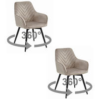 ESSZIMMERSTUHL 2-er Set WAAV360 dunkelbeiger Sitz, schwarze Beine - Beige/Schwarz, Textil (56/83.5/61cm) - Valora