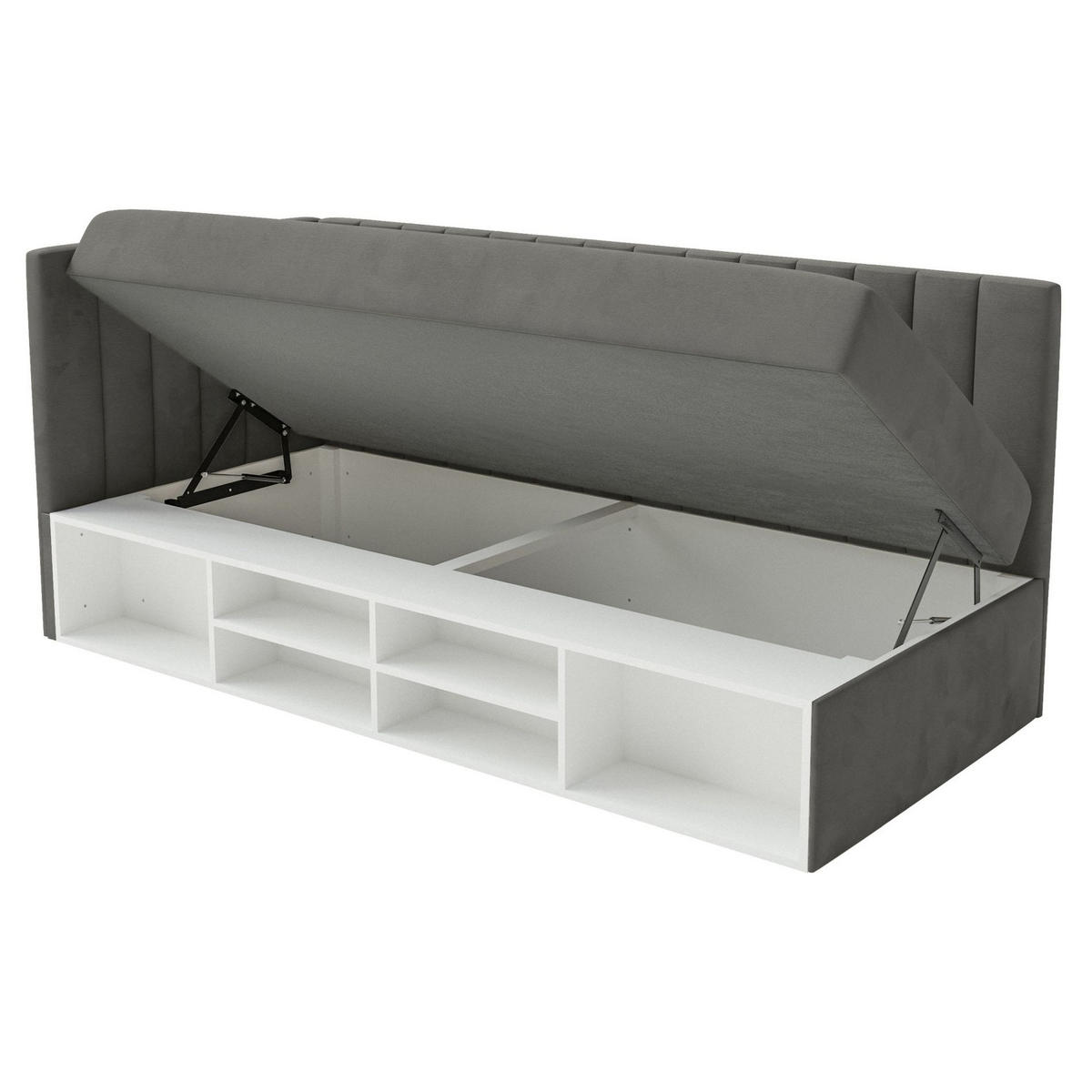 JUGENDBETT Ventrio Dunkelgrau Easy-Clean-Samtbezug 90x200 cm - Dunkelgrau, Kunststoff/Textil (90/200cm) - Selsey