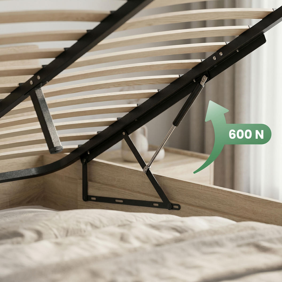 BETT mit Bettkasten 100x200 cm Metalllattenrost Sonoma Eiche - Sonoma Eiche, Holzwerkstoff (100/200cm) - Akord