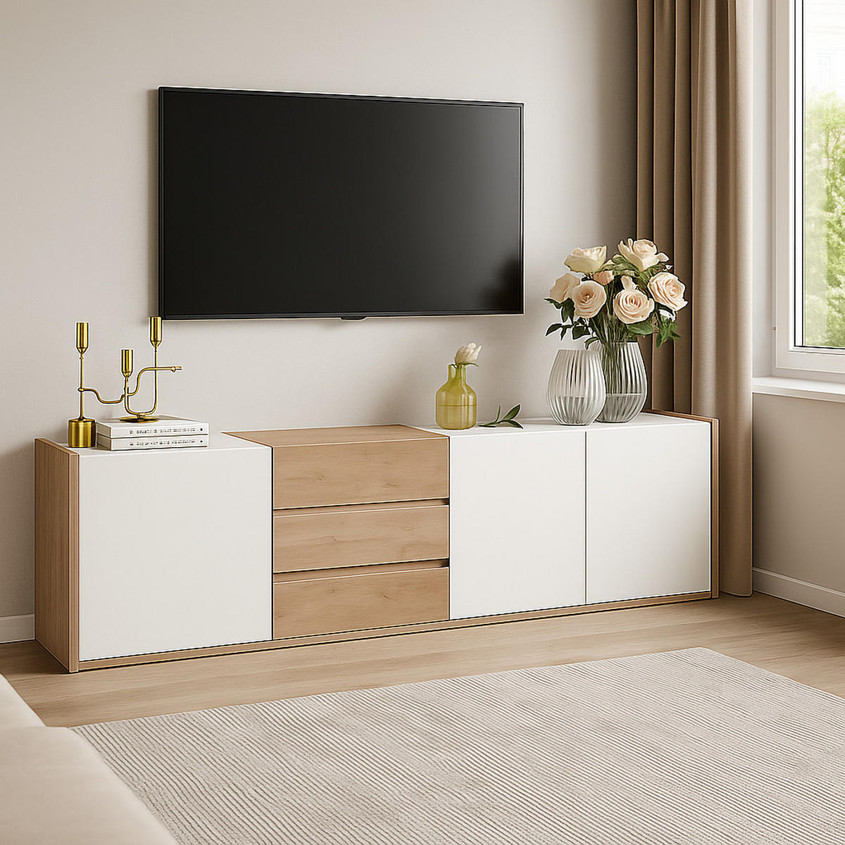 TV-ELEMENT Weiß 171.5/35/47 cm - Weiß, Holz (35/47/171.5cm) - Urban Meuble