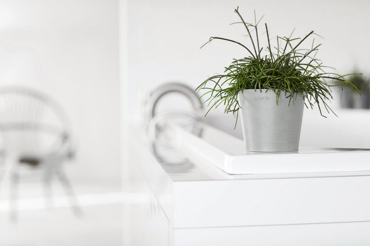 BLUMENTOPF Amsterdam 10,5/9,2 cm Hellgrau - Hellgrau, Kunststoff (10.5/9.2cm) - Ecopots