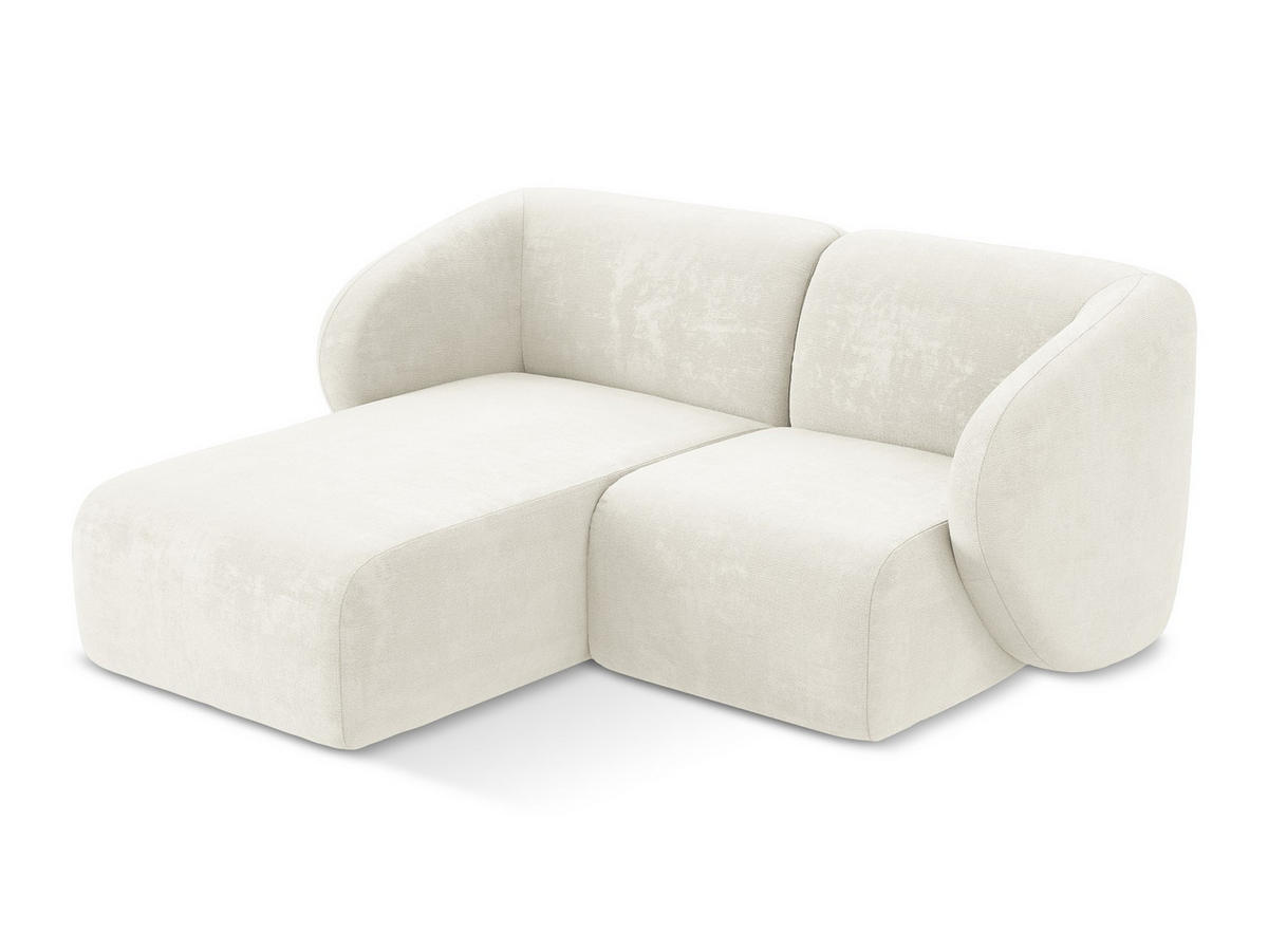 ECKSOFA Links Chenille Stoff Weiß - Schwarz/Weiß, Holzwerkstoff/Kunststoff (178/166cm) - Makamii