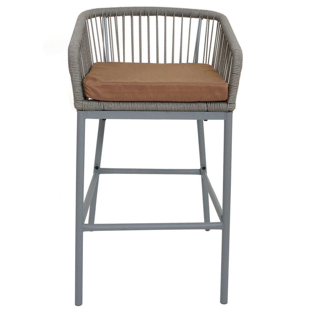 GARTENSTUHL 2er-Set HxBxT 92x51x53cm Sitzhöhe 76cm Seilgeflecht Metall Hellgrau Kissen Taupe - Hellgrau, Metall (51/92/53cm) - PROREGAL