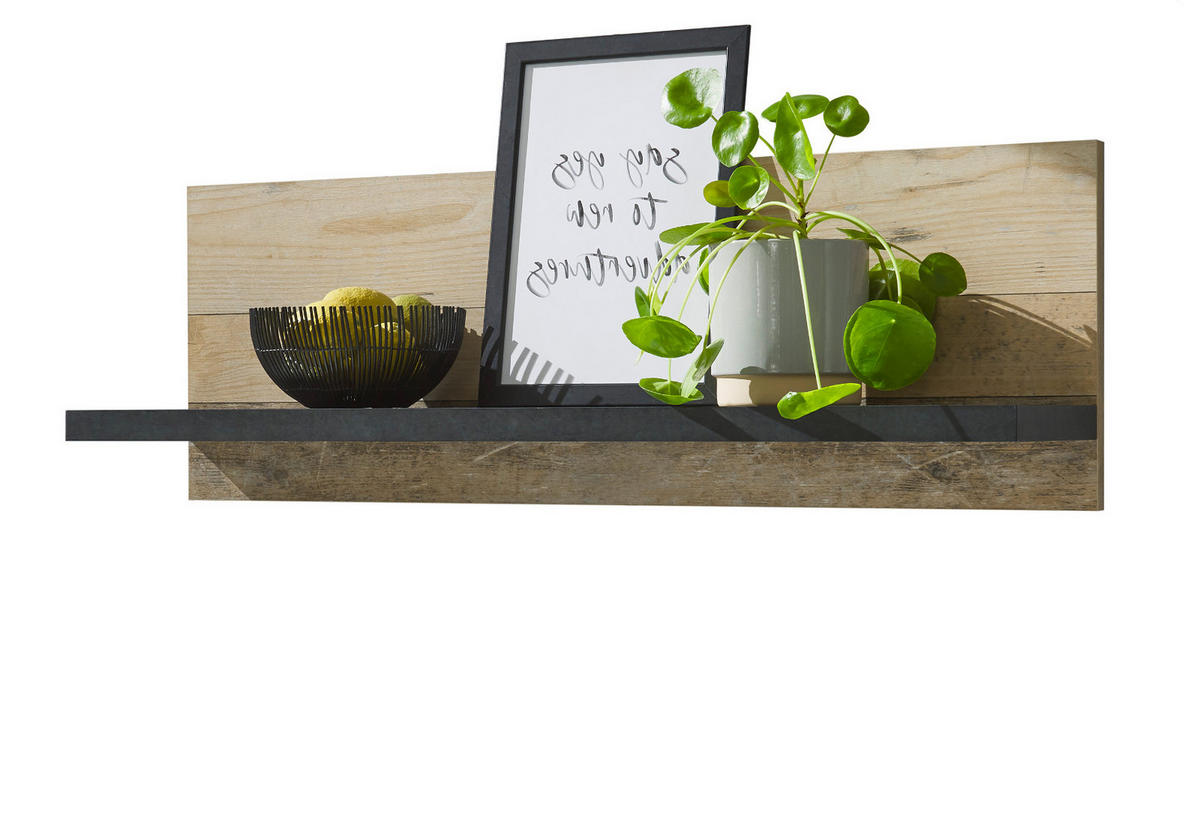 WANDREGAL Used Wood hell, anthrazit, Küchenregal 90 cm - Anthrazit/Naturfarben, Holzwerkstoff (90/30/21cm) - Furn.Design
