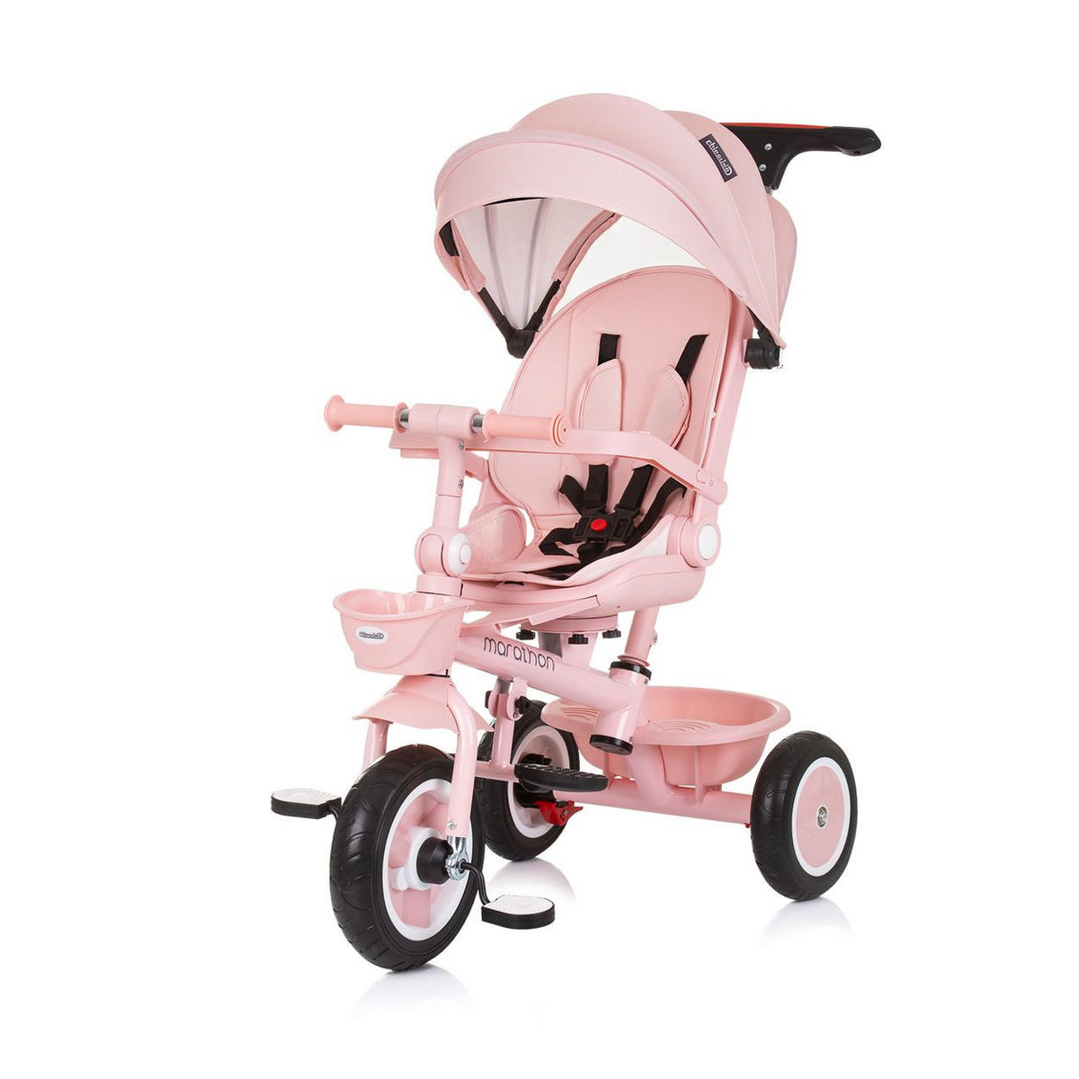 DREIRAD Marathon 2 in 1 rosa Dreirad, Sitz umkehrbar, Gummiräder, Dach - Rosa, Metall (92/46/99cm) - Chipolino