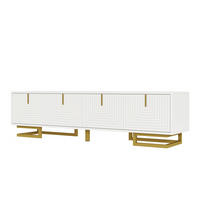 TV-ELEMENT mit 4 Türen 160 cm Weiß mit goldfarbenen Details - Weiß, Holzwerkstoff (38/44.5/160cm) - Beauniv