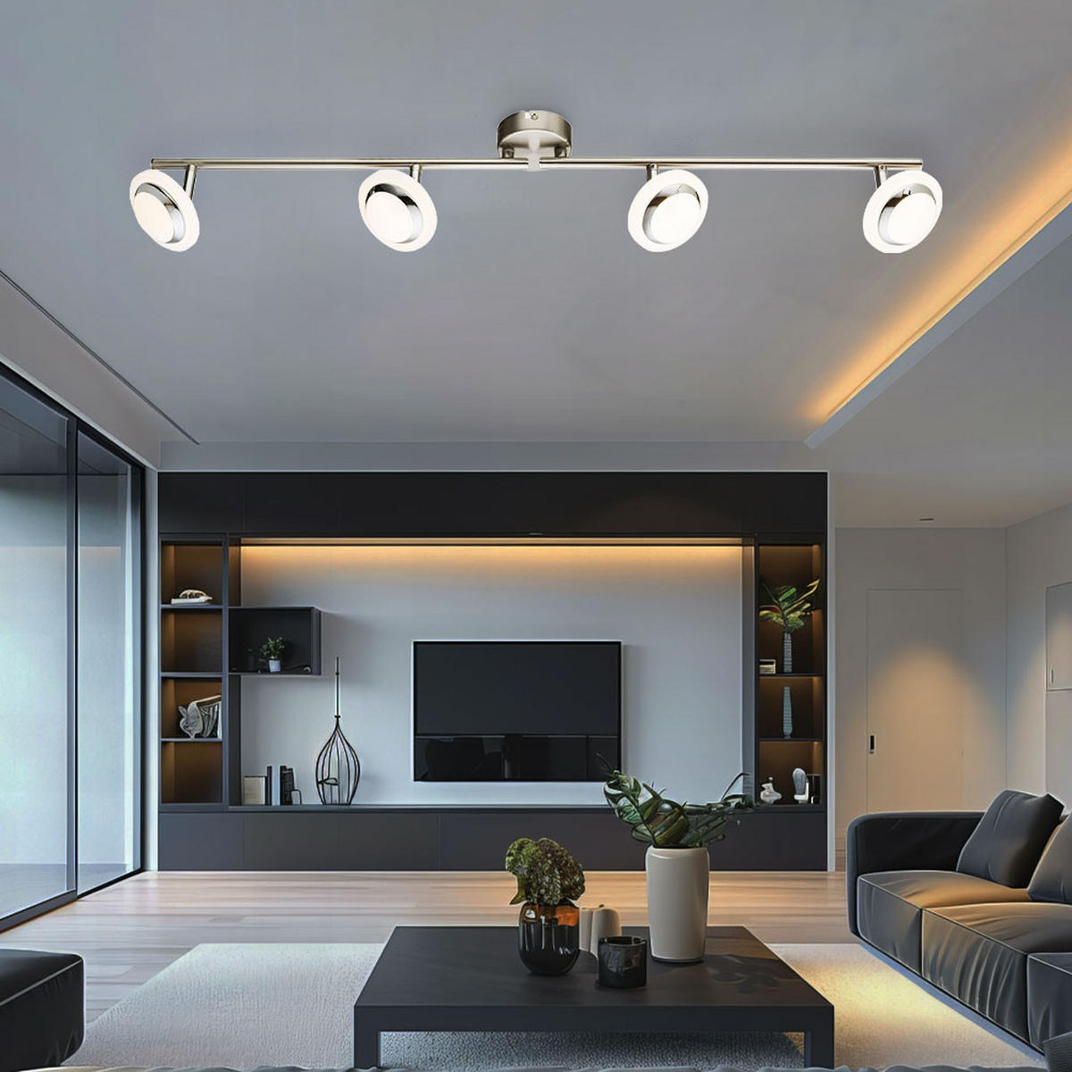 LED DECKENLEUCHTE Metall Silber - Silberfarben, Metall (80/10/13.5cm) - Globo Lighting