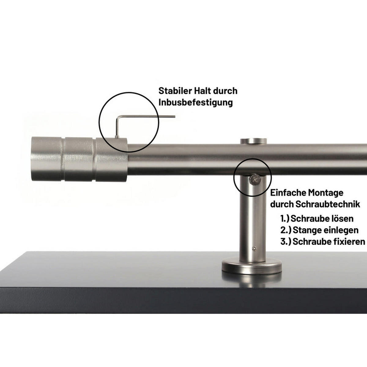 GARDINENSTANGE 1-Lauf Zylinder - Silberfarben, Metall (410cm) - Deco-Raum