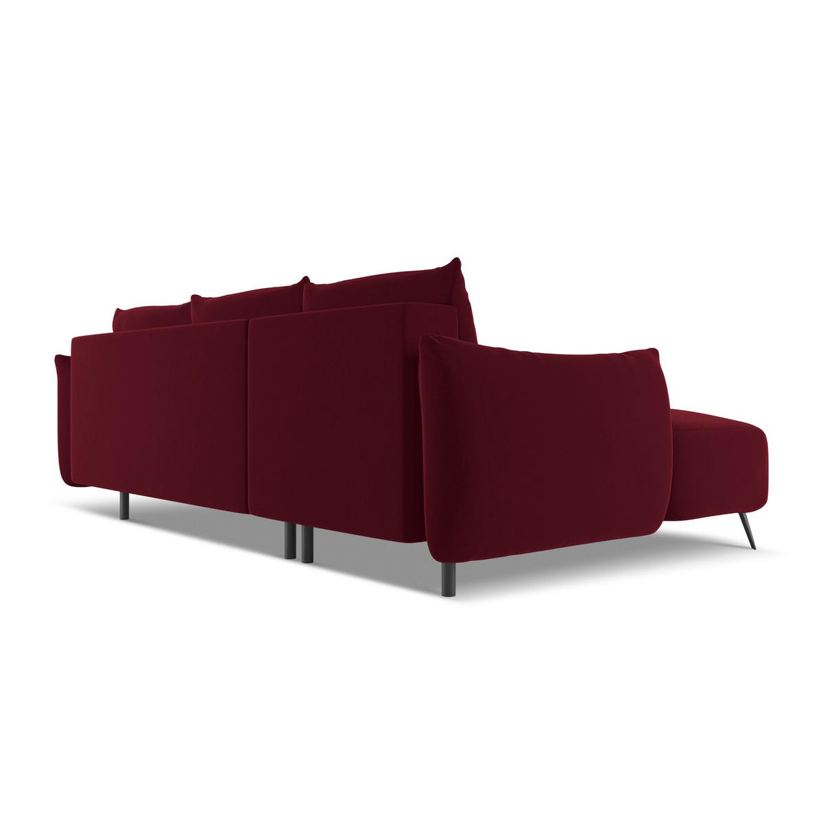 ECKSOFA mit Schlaffunktion Samt Stoff Rot - Bordeaux/Rot, Textil/Metall (162/242cm) - Makamii