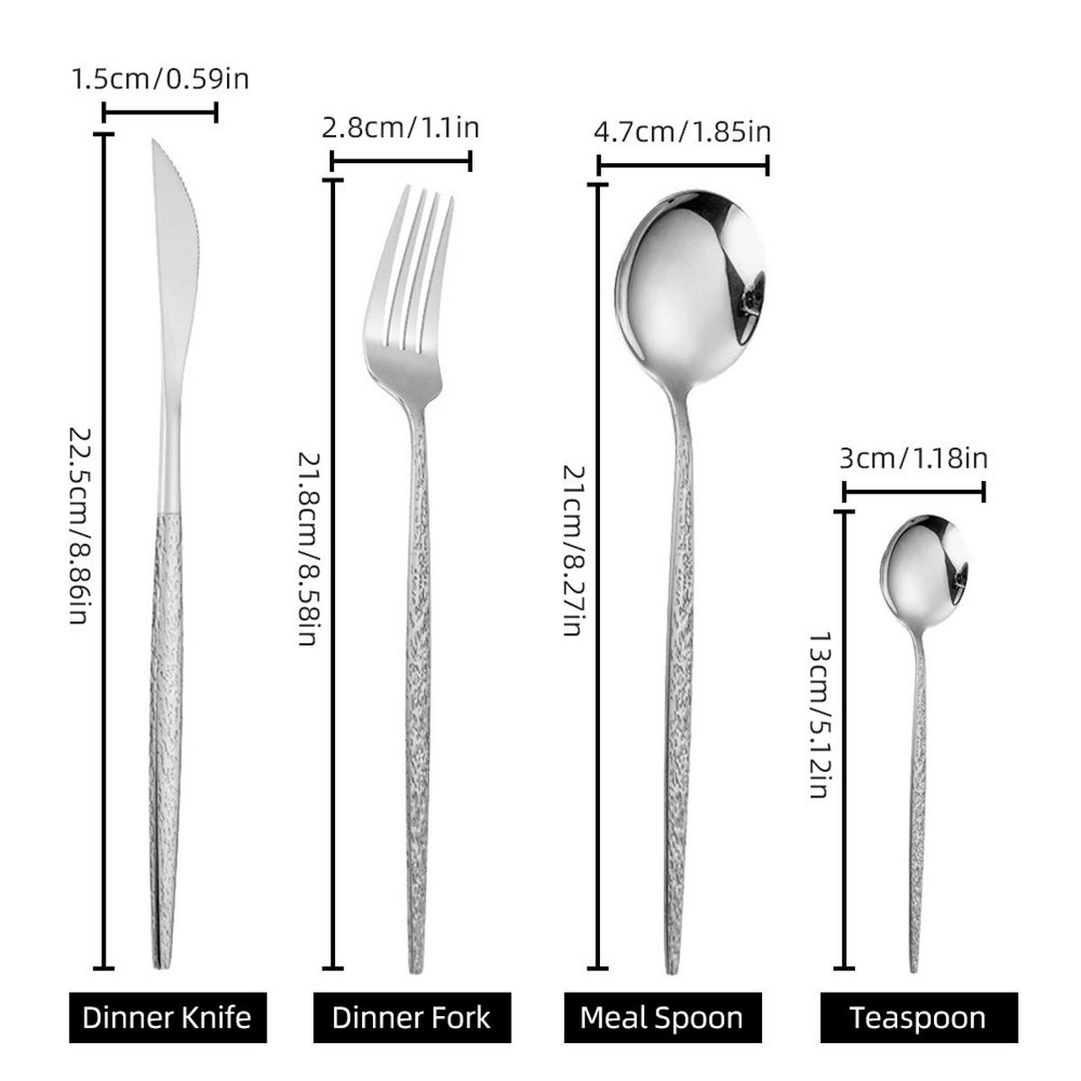 BESTECK-SET, 24 Stück, 6 Pers., rostfrei Silber - Silberfarben, Metall