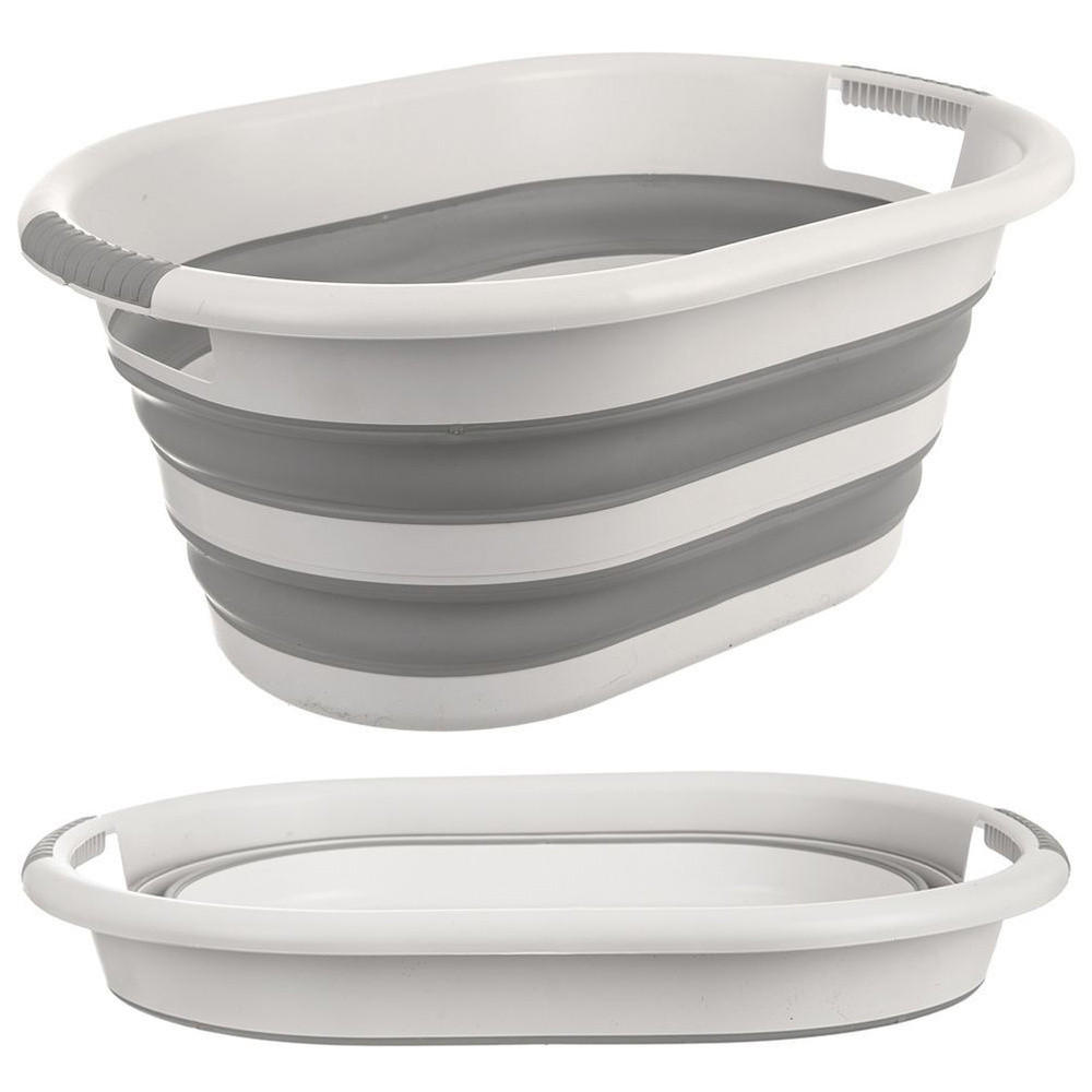 WÄSCHEKORB KEMP 38 l Faltbar Grau-Weiß - Multicolor, Kunststoff (63/27/45cm) - Orion 
