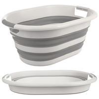 WÄSCHEKORB KEMP 38 l Faltbar Grau-Weiß - Multicolor, Kunststoff (63/27/45cm) - Orion 