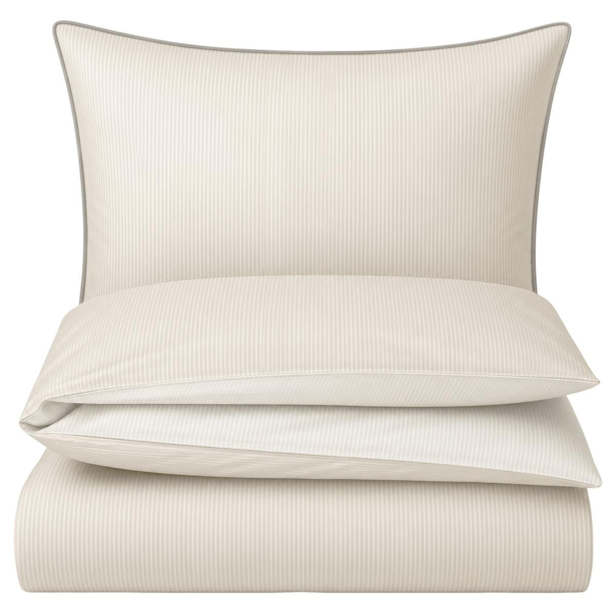 Carpe Sonno MAKO-SATIN-BETTWÄSCHE 155x220 cm gestreift aus 100% Baumwolle mit Reißverschluss, Nadel-Streifen Wendebettwäsche 155 x 220