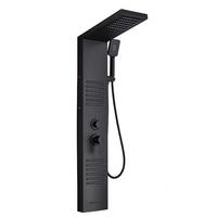 DUSCHPANEEL Edelstahl 304, Schwarz, Mit Wasserfall Und Massage - Schwarz, Metall (20/113/46cm) - Kaket