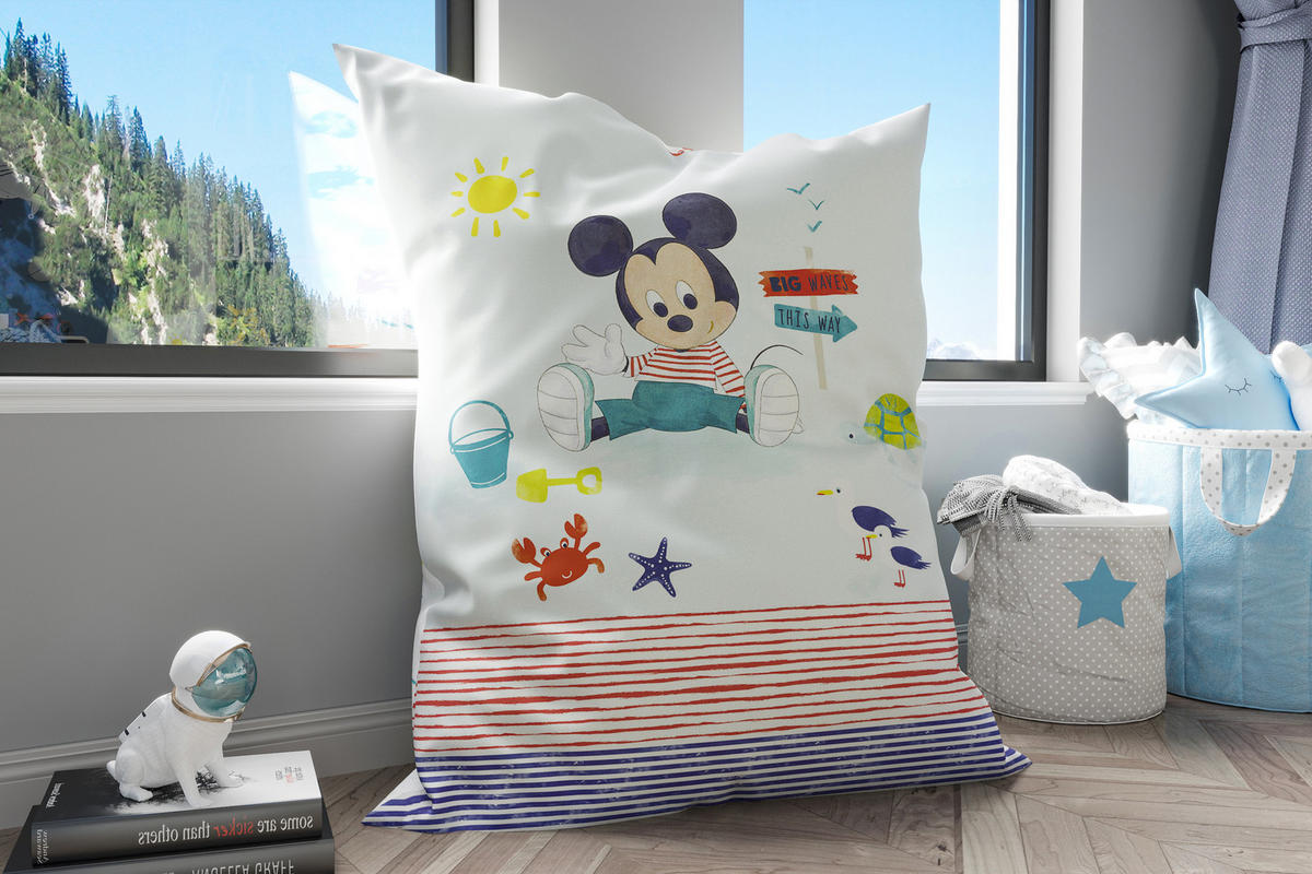 KINDER-SITZSACK - Mickey Mouse - Blau/Rot, Textil (100/25/135cm) - Green Bean