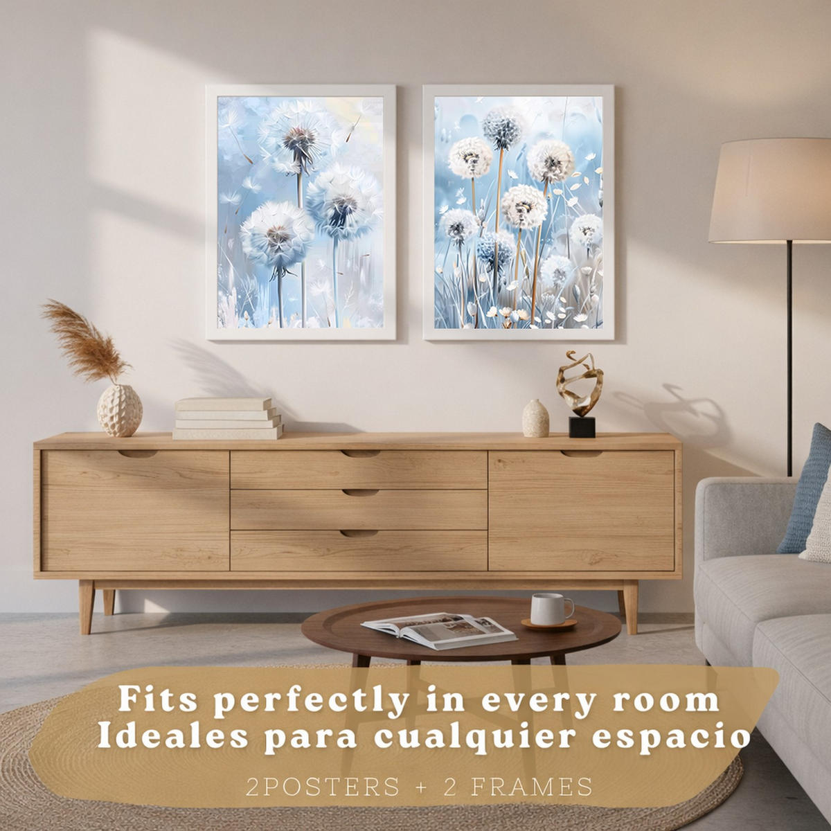 PLAKAT Sada 2 Sweet Blue 2 A4 Bílý rám - bílá, papír (29.7/1/21cm) - Nacnic