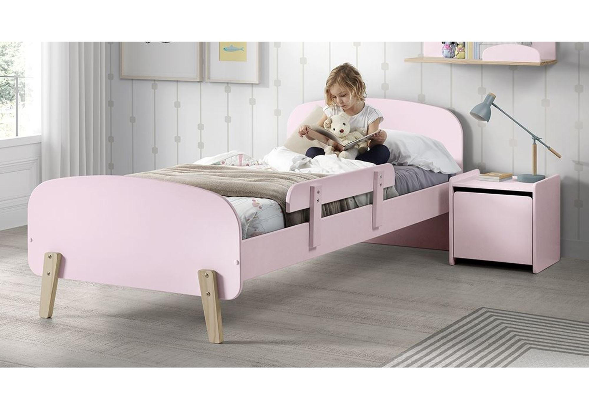 KINDERZIMMER Set Karilynn 2 Massivholz+MDF rosa - Rosa, Holz (220/73/120cm) - 58aufmkessel