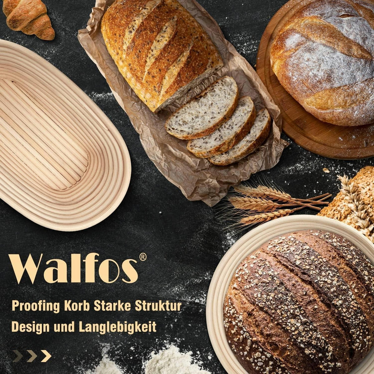 GÄRKÖRBCHEN Set 25 cm Oval mit Leinenbezug und Zubehör - Beige, Naturmaterialen (8.5/1/25cm)