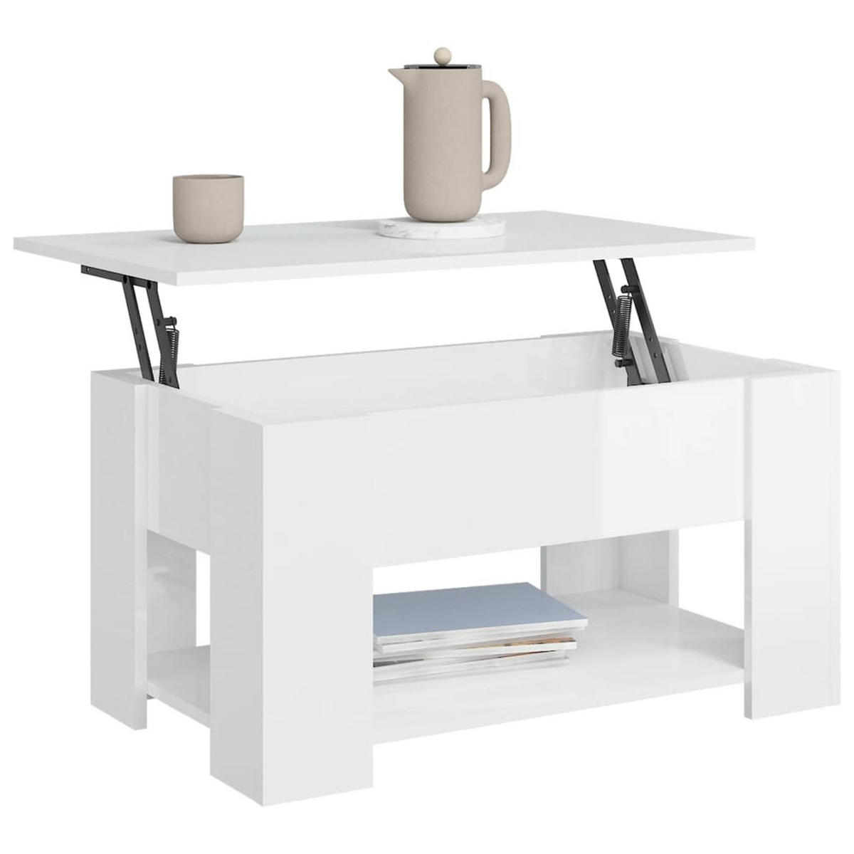 COUCHTISCH Hochglanz-Weiß 79x49x41 cm Holzwerkstoff - Weiß, Holzwerkstoff (49/79/41cm) - furnicato