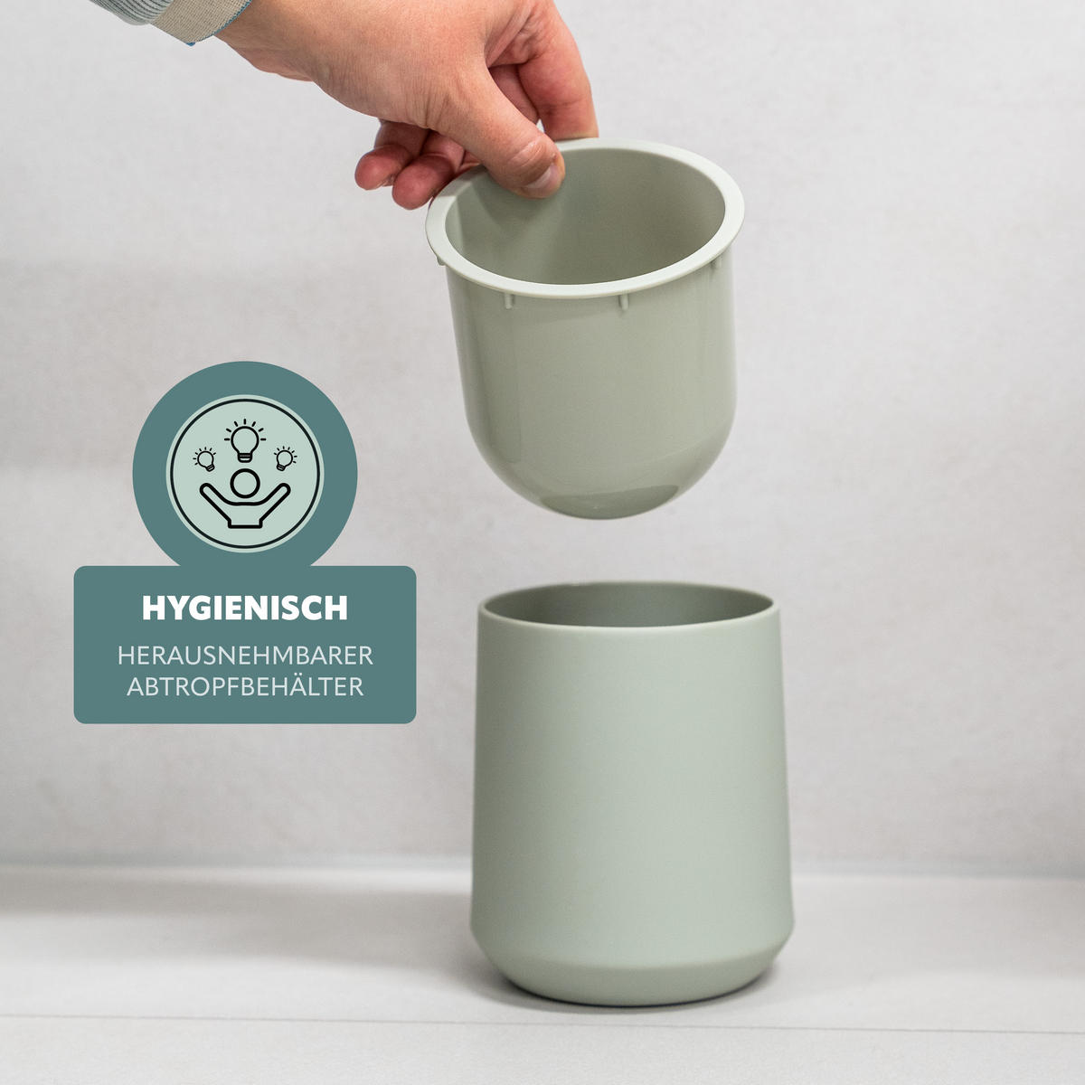 WC-GARNITUR TESERO, Kunststoff, salbei - Salbeigrün, Kunststoff (10.5/39.5/10.5cm) - eluno