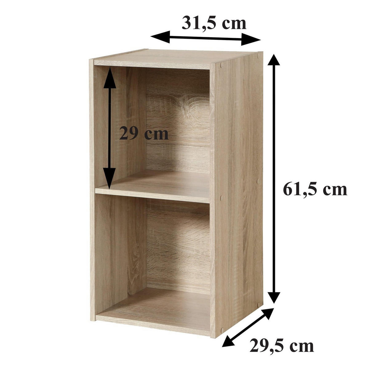 MÖBELSTÜCK 2 Fächer Compo 31,5/61,3/29,5 cm - Eichefarben, Holzwerkstoff (31.5/61.3/29.5cm) - Calicosy