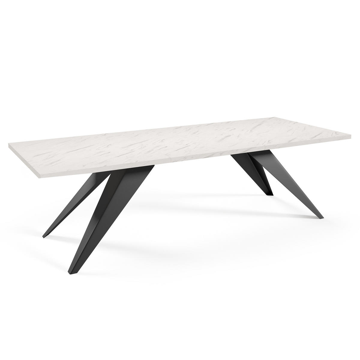 ESSTISCH Vivo, Rechteckiger Tisch mit Ausziehfunktion, 140-240x80 cm, Schwarz+Marmor Bianco - Schwarz/Weiß, Metall (140/80/76cm) - Beautysofa