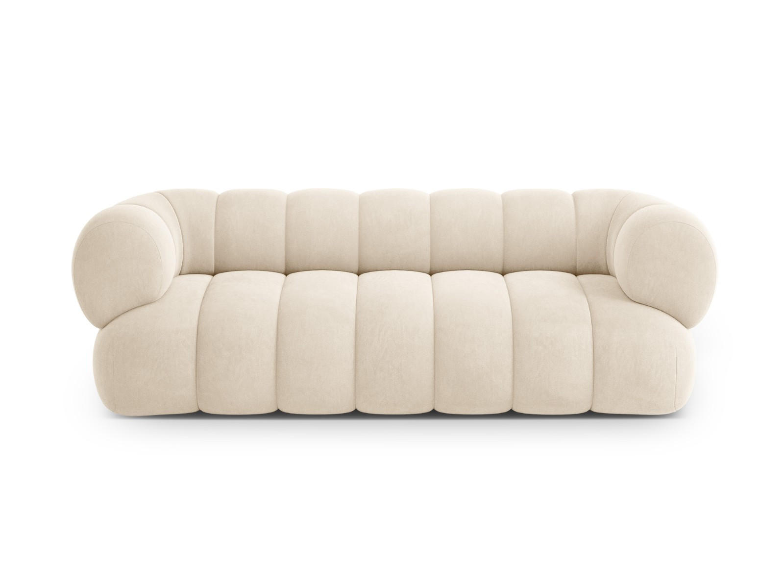 SOFA Koge aus Samt leichtes beige 3 Sitzplätze - Creme, Textil (95/70/210cm) - Cosmopolitan Design