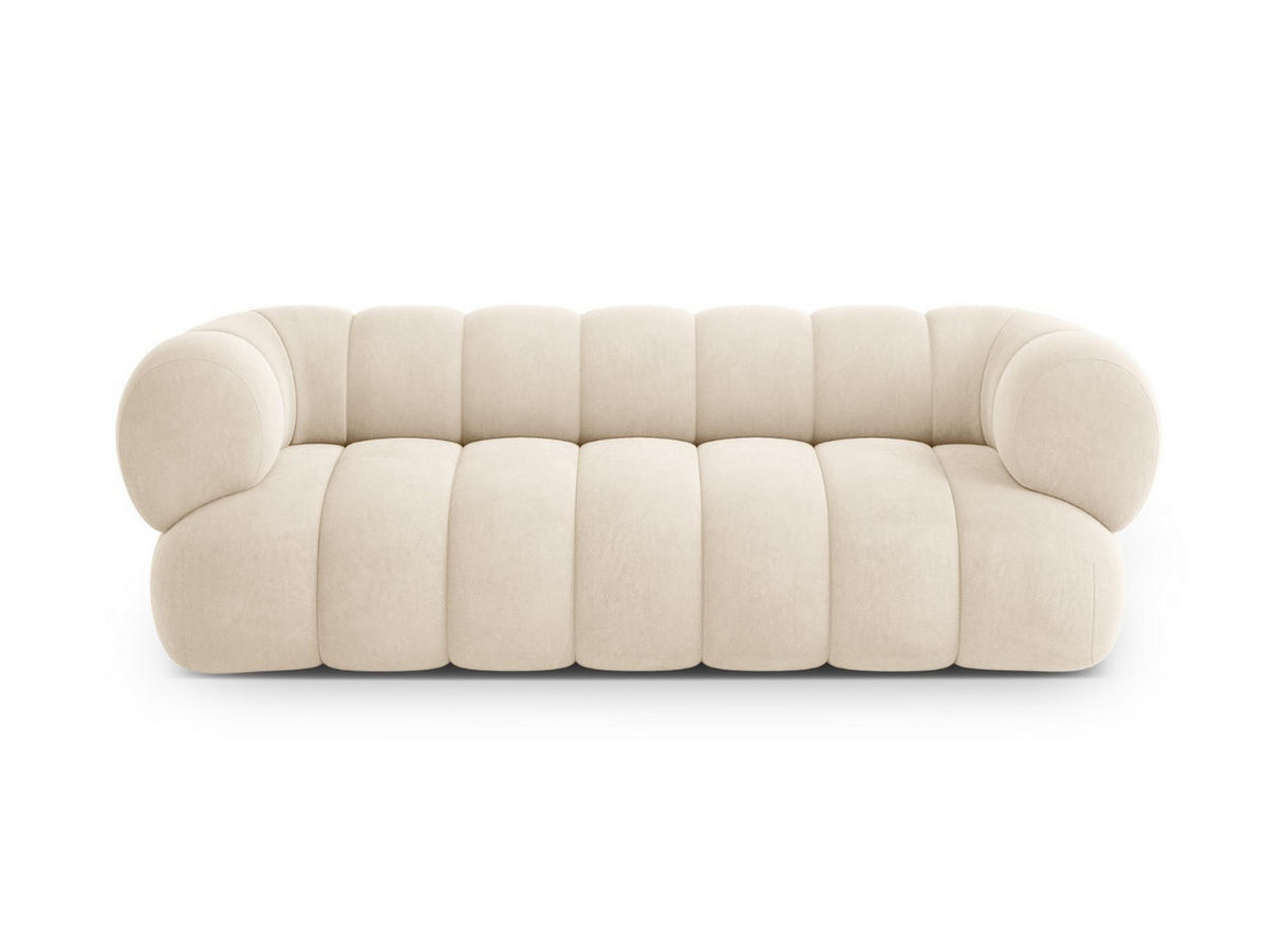 SOFA Koge aus Samt leichtes beige 3 Sitzplätze - Creme, Textil (95/70/210cm) - Cosmopolitan Design