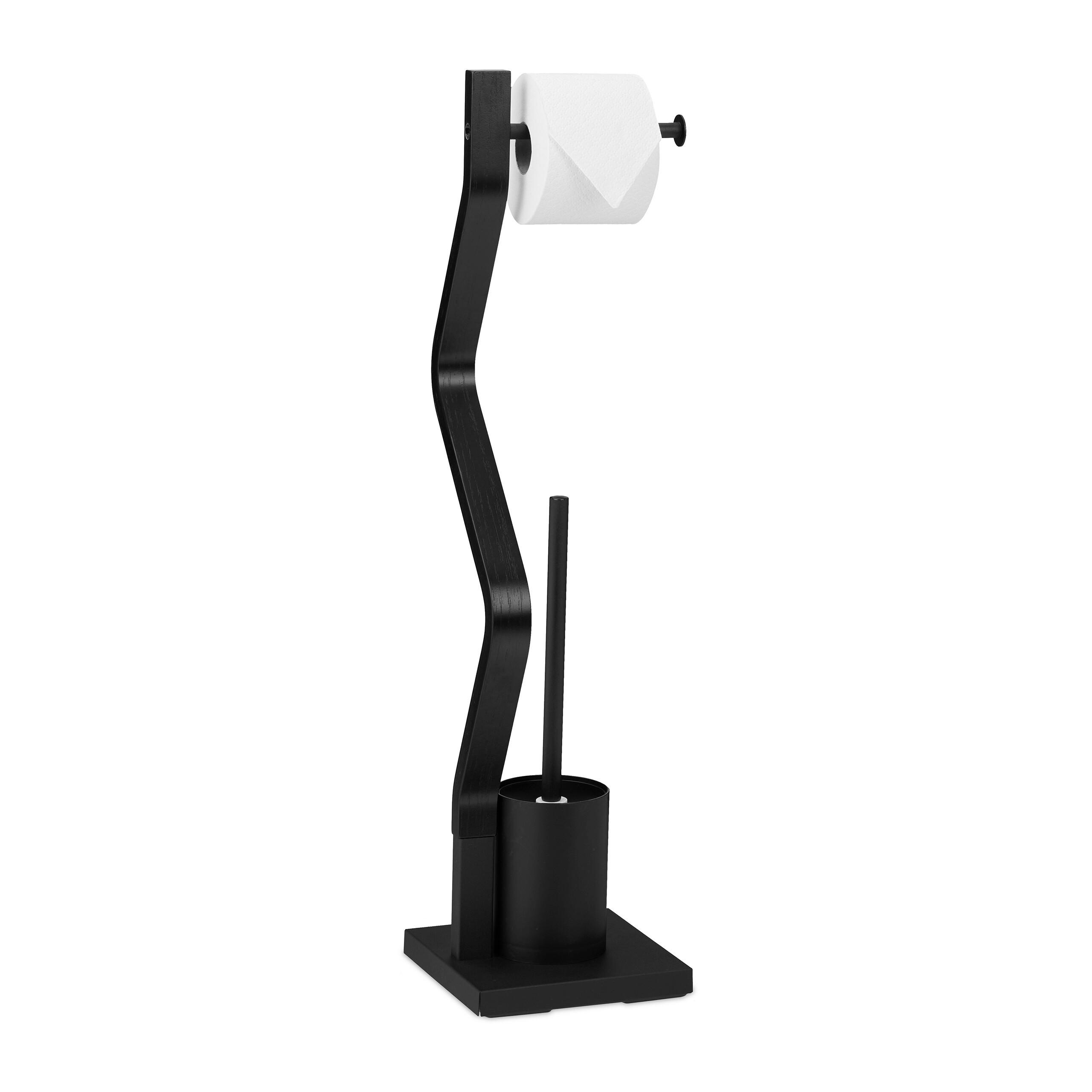 WC-GARNITUR - Schwarz, Holzwerkstoff/Metall (18.5/75/18.5cm) - Relaxdays