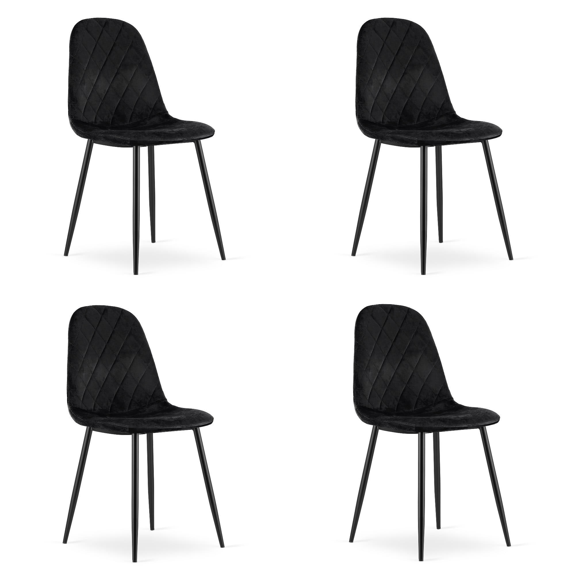 ESSZIMMERSTUHL 4-er Set DAPI schwarzer Sitz, schwarze Beine - Schwarz, Textil (44.5/87.5/50.5cm) - Valora